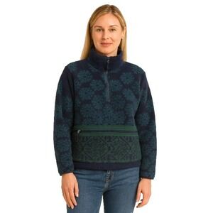 Vintage WOOLRICH Pullover Jacket Sweater Large Nordic 1/4 Zip‎ High Pile Fleece